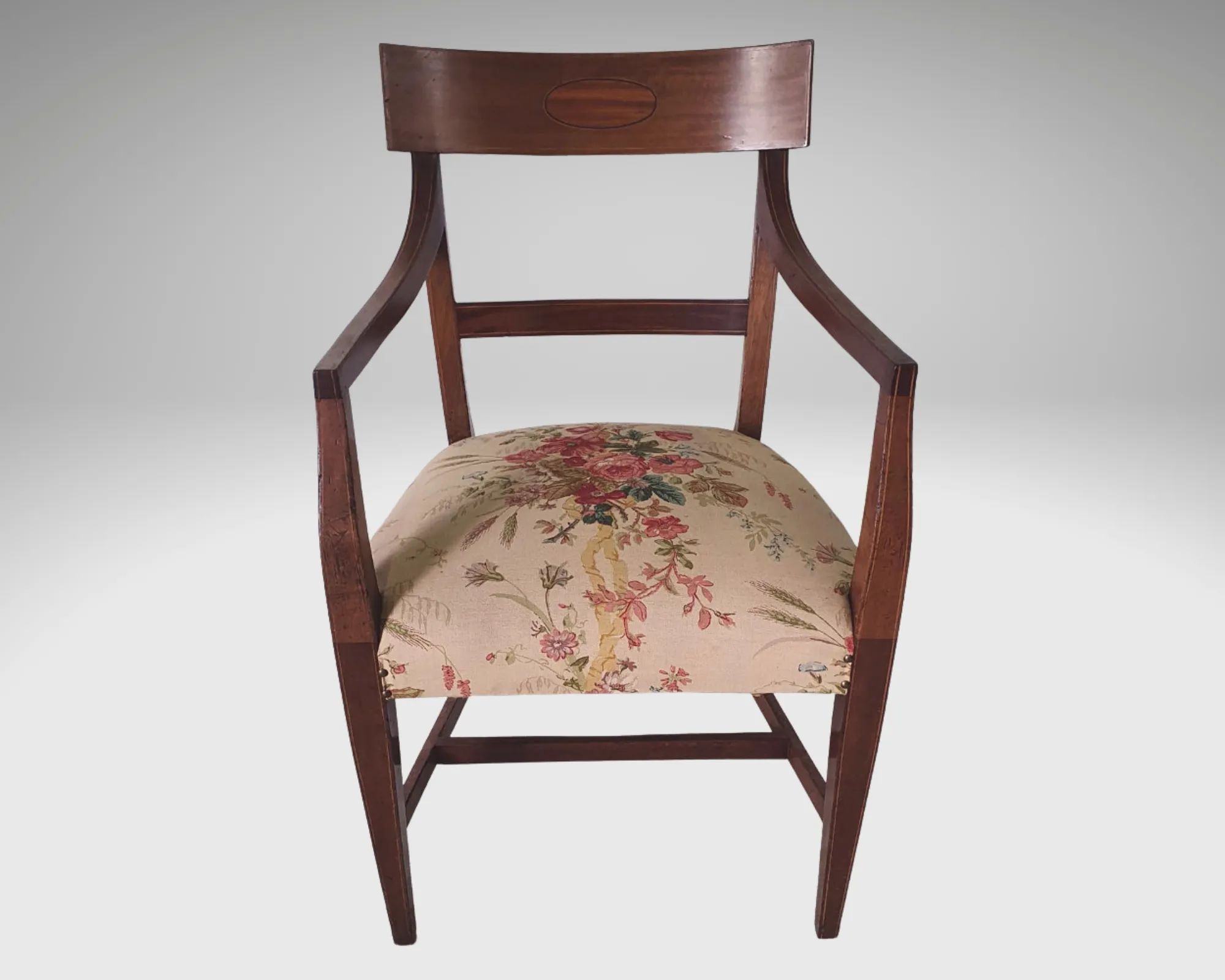  Edwardian Inlaid Mahogany Armchair or Desk Chair