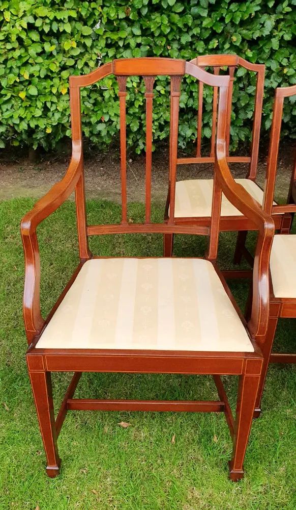 Set of Eight Edwardian Inlaid Mahogany Chairs 