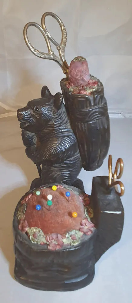  19th Century Carved Black Forest Sewing Bear 
