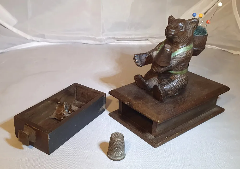 19th Century Black Forest Bear With Sewing Drawer