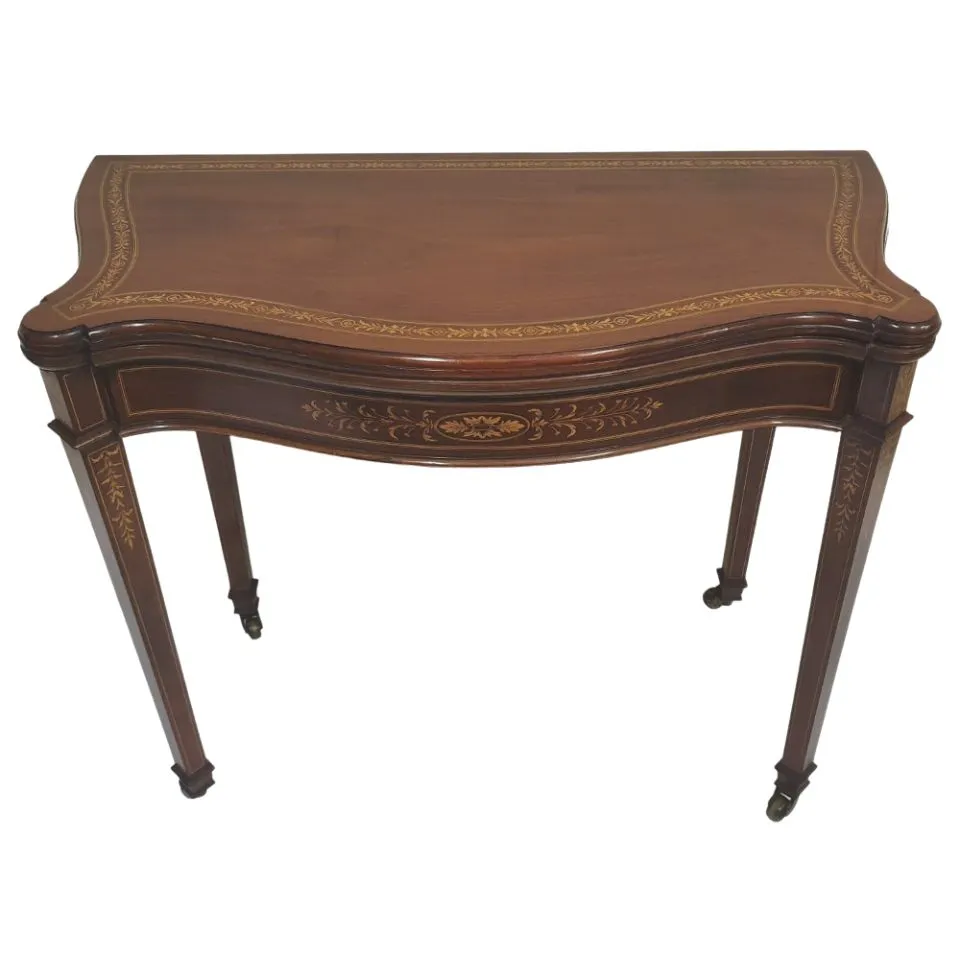 Edwardian Walnut Turnover Leaf Card Table