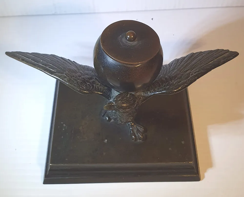 19th Century Bronze Desk Paper Weight or Inkwell 