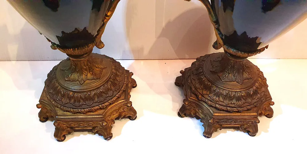 Pair of 19th Century Porcelain Lidded Urns