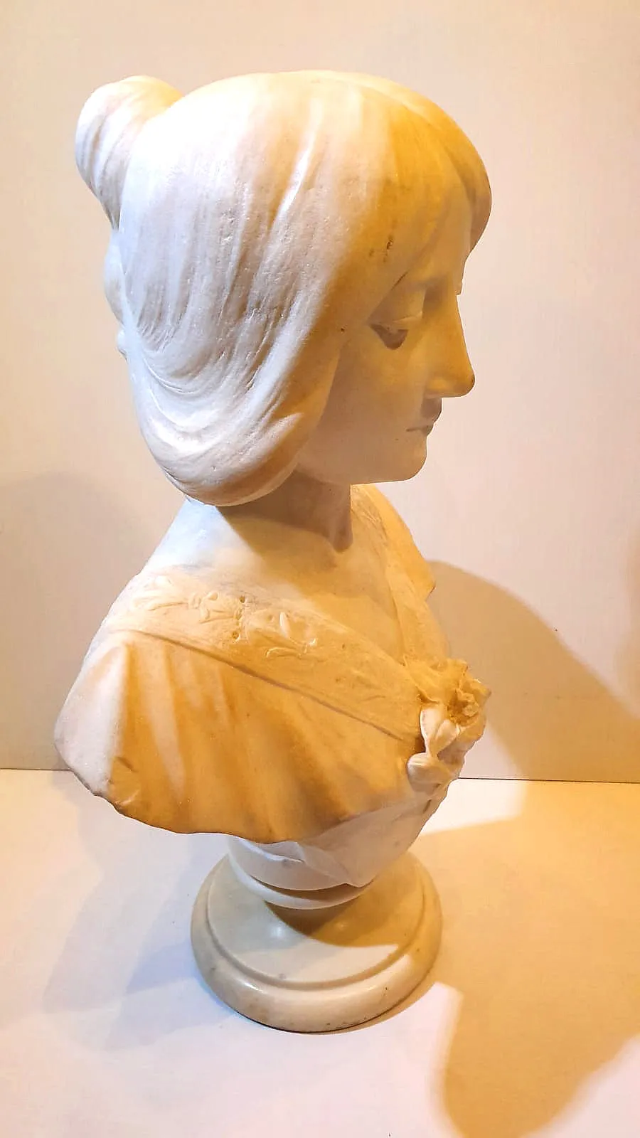 19th Century Marble Bust by Italian Sculptor Rafaello Battelli