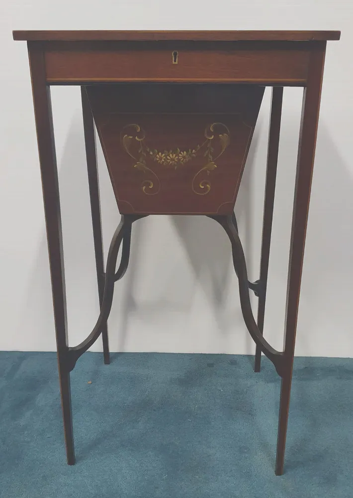 Edwardian Hand Painted Mahogany Work or Sewing Table