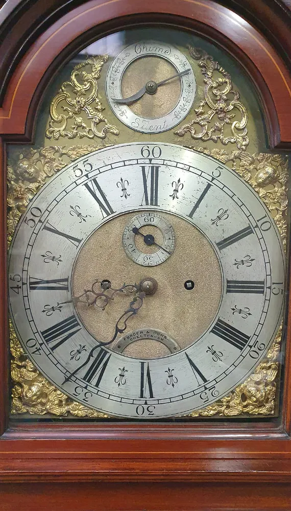 Large Edwardian Inlaid Mahogany Grandfather Clock