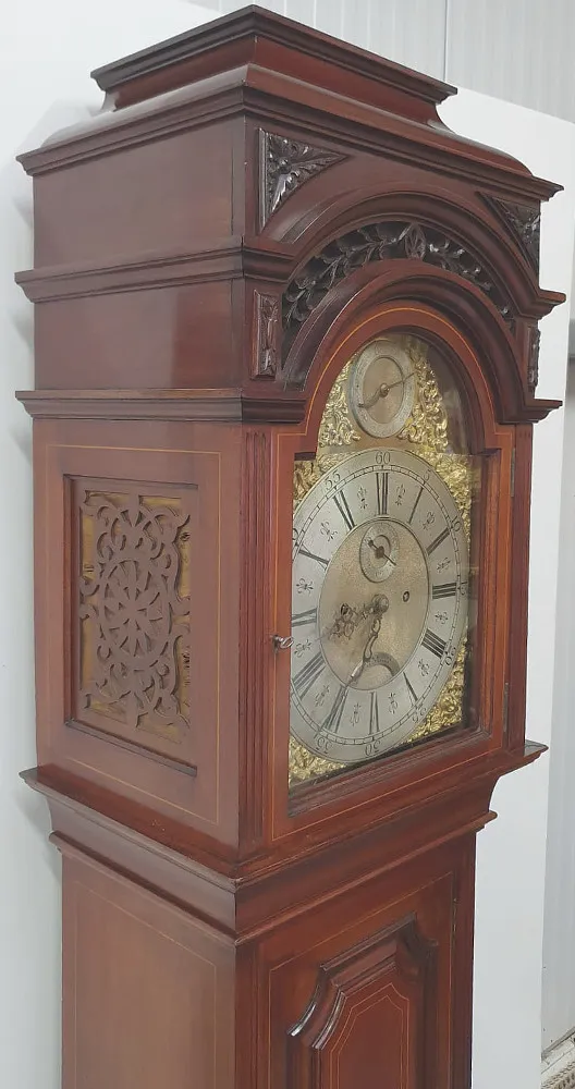 Large Edwardian Inlaid Mahogany Grandfather Clock