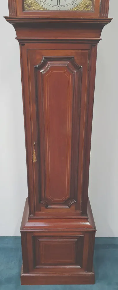 Large Edwardian Inlaid Mahogany Grandfather Clock