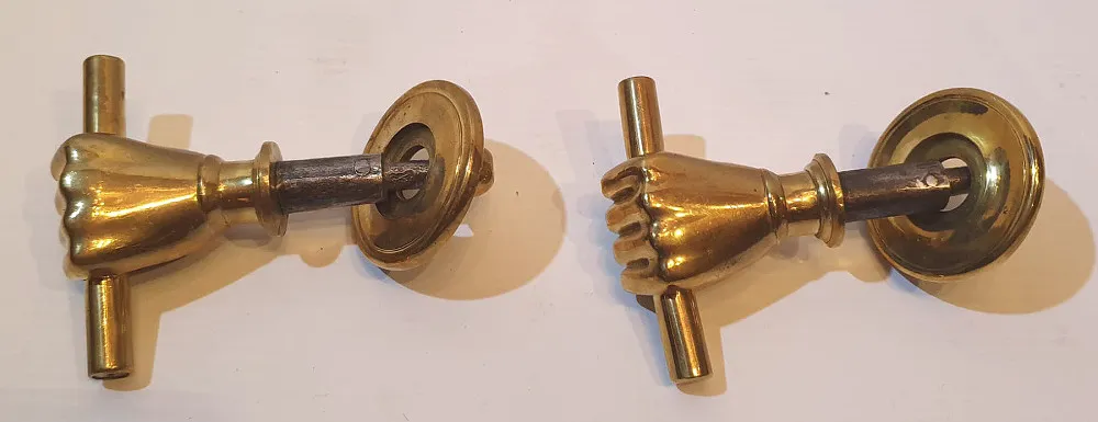 Pair of 19th Century Brass Fist Shaped Door Pulls