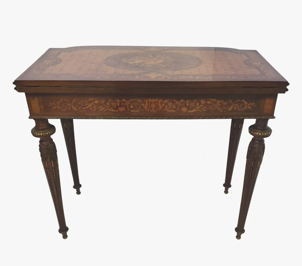 Rare 19th Century Museum Quality Marquetry Inlaid Card Table