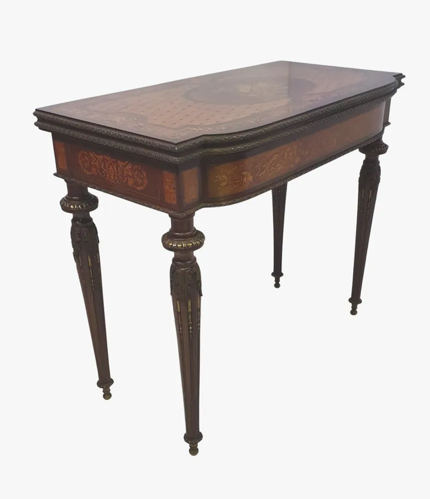 Rare 19th Century Museum Quality Marquetry Inlaid Card Table