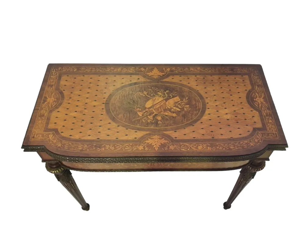 Rare 19th Century Museum Quality Marquetry Inlaid Card Table