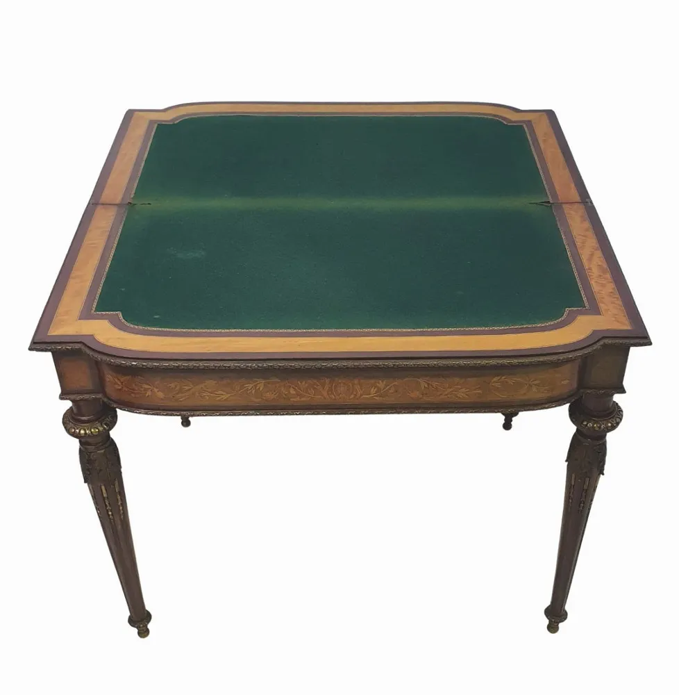 Rare 19th Century Museum Quality Marquetry Inlaid Card Table