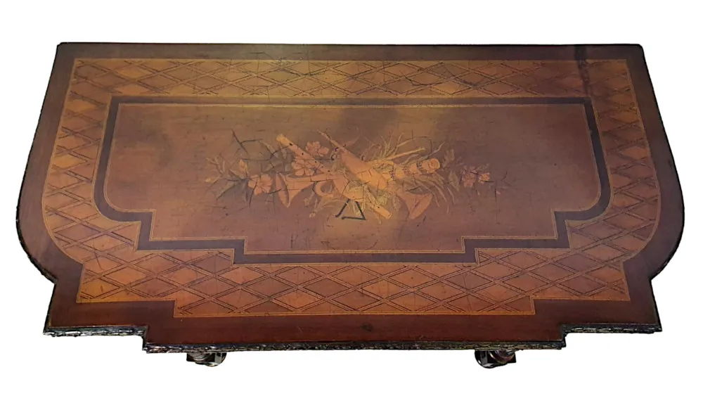 19th Century Mahogany and Satinwood Turn Over Leaf Card Table