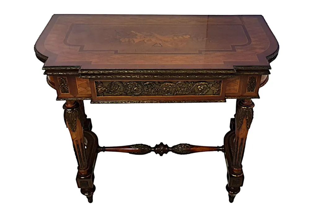 19th Century Mahogany and Satinwood Turn Over Leaf Card Table