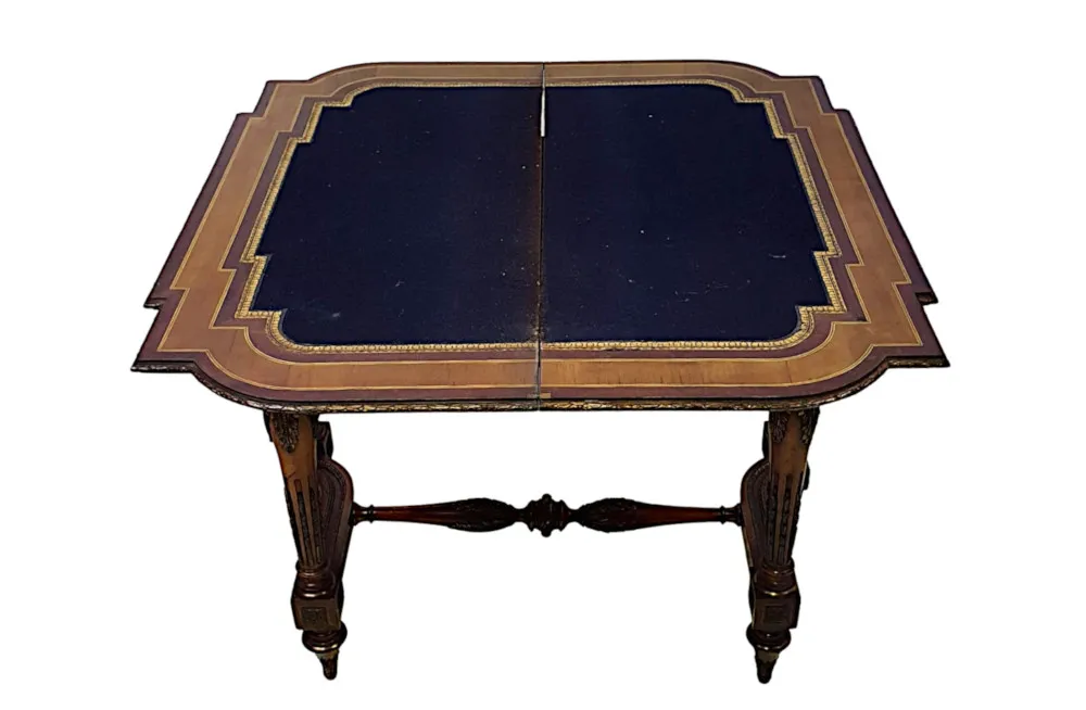 19th Century Mahogany and Satinwood Turn Over Leaf Card Table