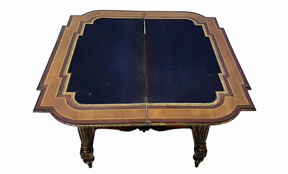 19th Century Mahogany and Satinwood Turn Over Leaf Card Table