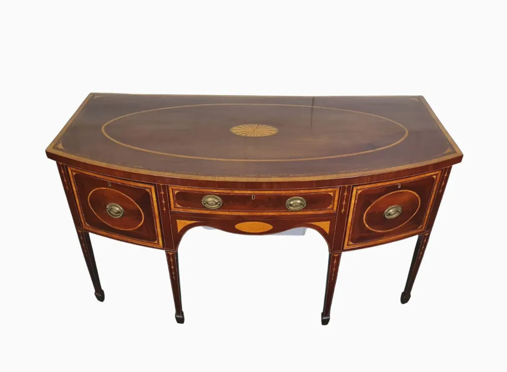 A Very Fine 19th Century Inlaid Mahogany Bowfront Sideboard