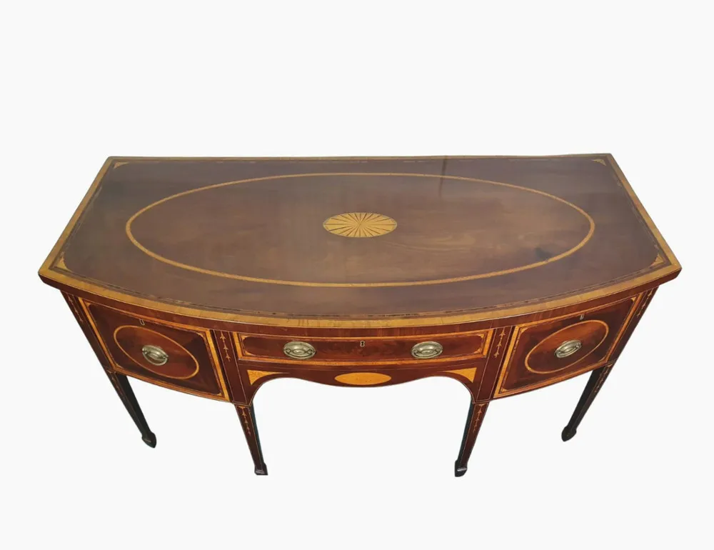 A Very Fine 19th Century Inlaid Mahogany Bowfront Sideboard