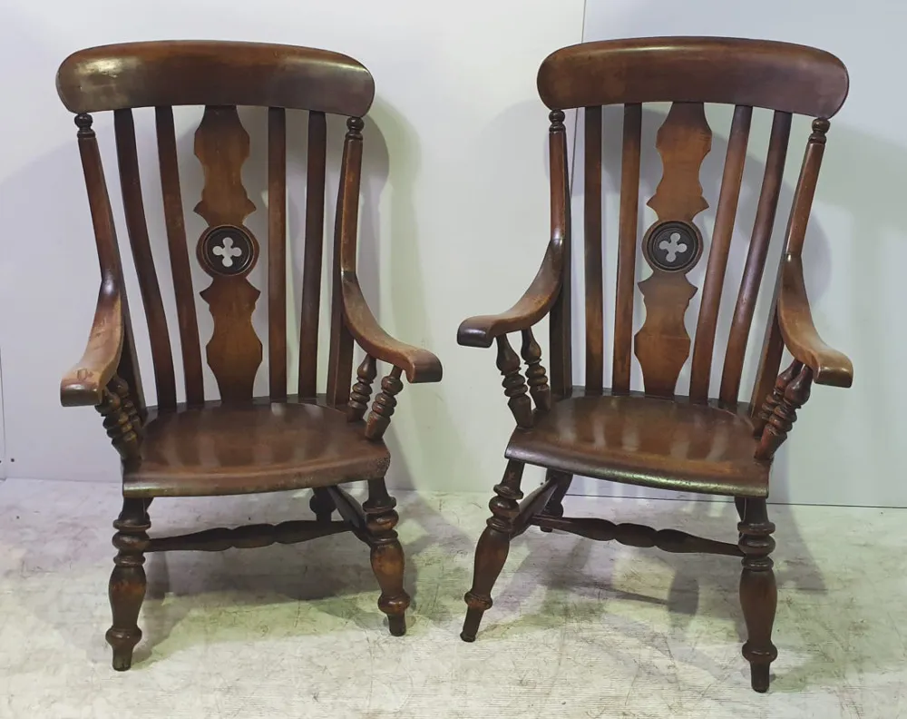 19th Century Ash and Elm Childs Windsor Armchairs