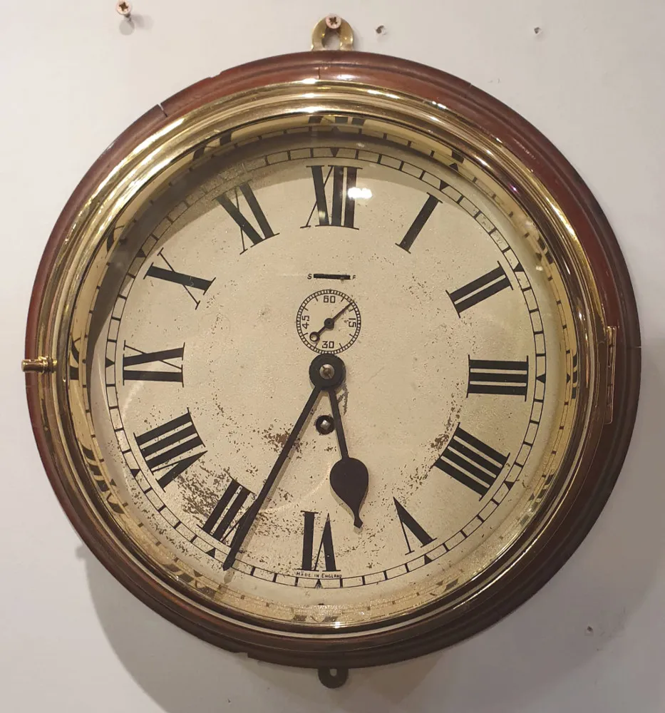 19th Century Marine Brass Ships Clock 