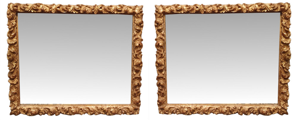 Pair of 19th Century Gilded Rectangular Mirrors