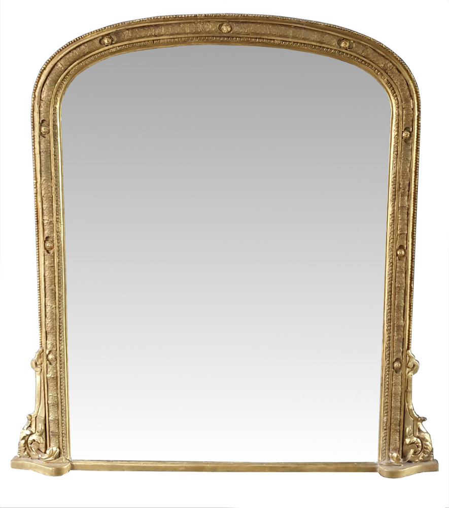 Neat 19th Century Gilt Arch Top Overmantle Mirror