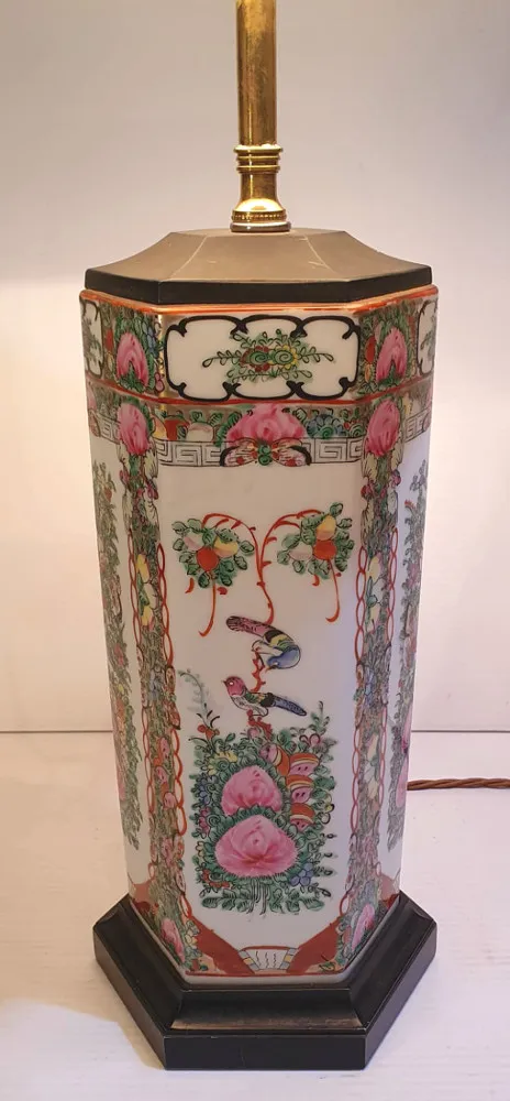Early 20th Century Hand Painted Oriental Table Lamp