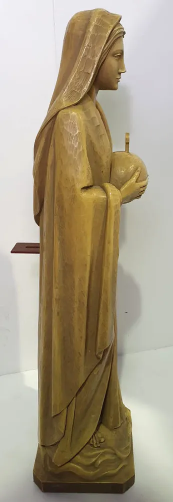 Early 20th Century Hand Carved Pine Statue of the Virgin Mary