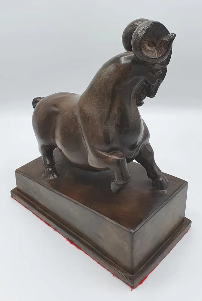 Modern Bronze Statue of a Goat 