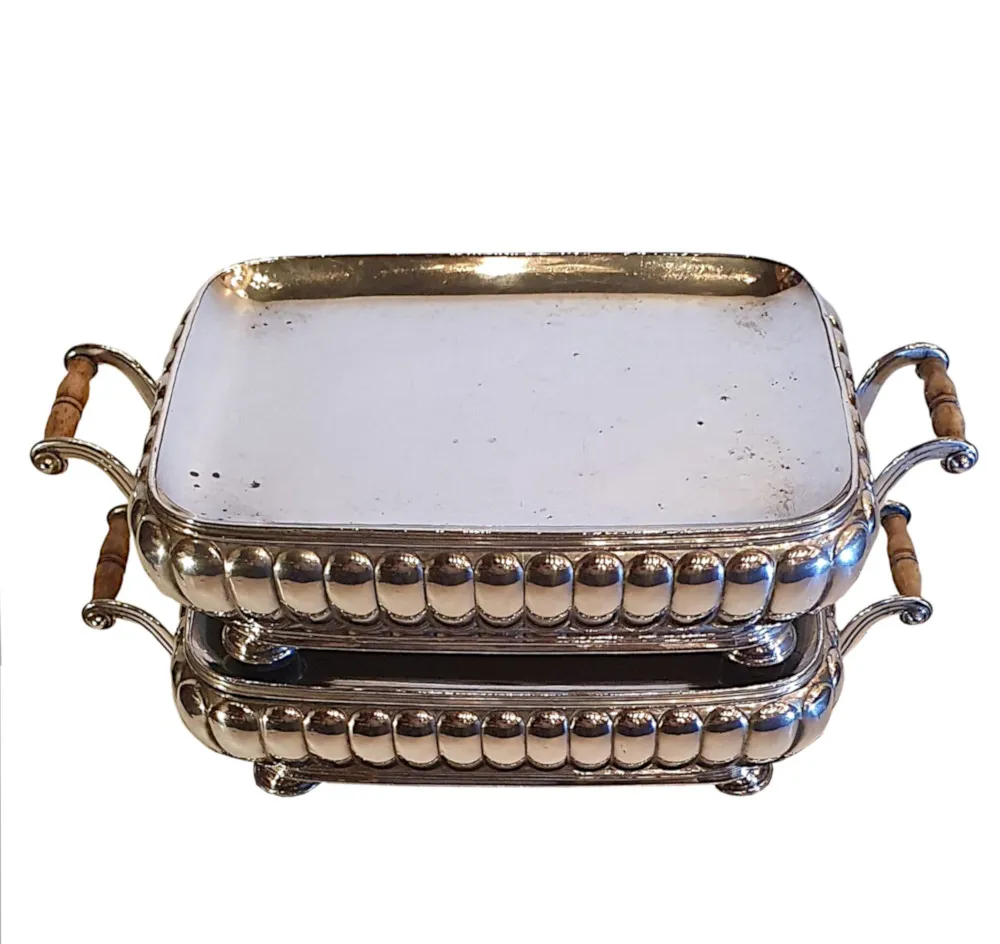 A Rare Set of Two Early 19th Century Silver Plate Food Warmers