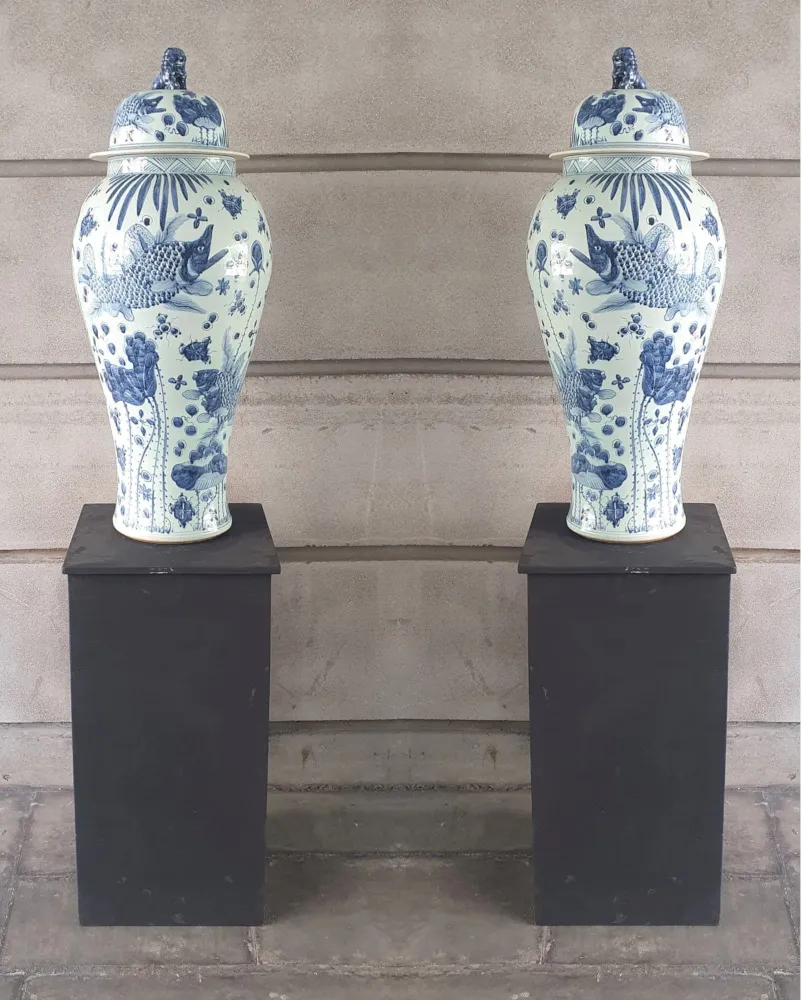 Pair of 20th Century Urns on Stands