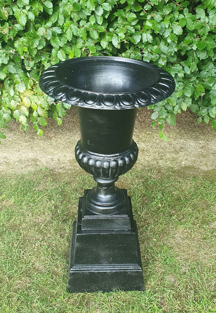 Heavy Single Victorian Cast Iron Urn on Stand