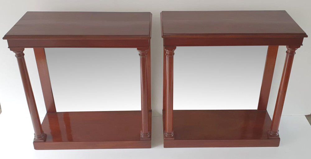 Pair of 20th Century Hand Made Mahogany Console Tables 