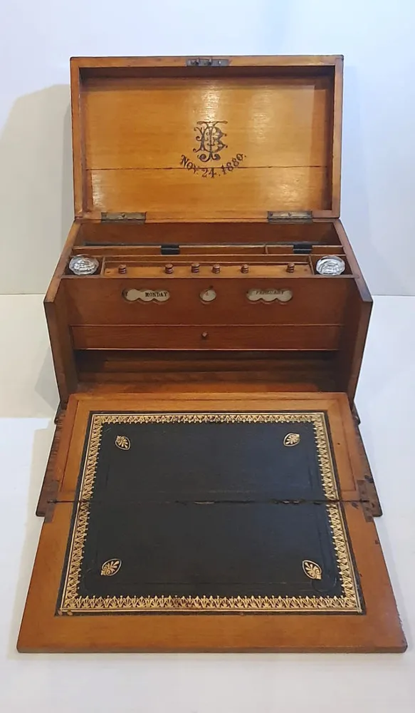 19th Century Oak Stationary Writing Box 