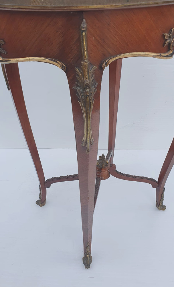 19th Century Rosewood and Kingwood Marble Top Occasional Table