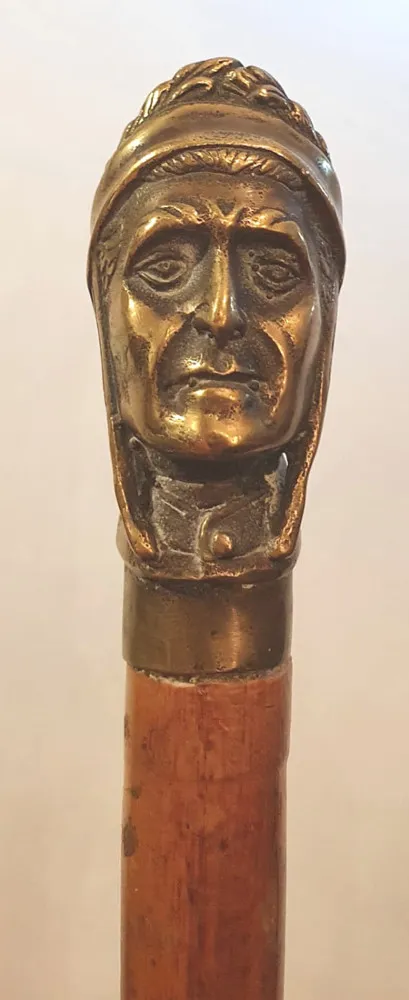 19th Century Bronze Dante Headed Walking Cane 