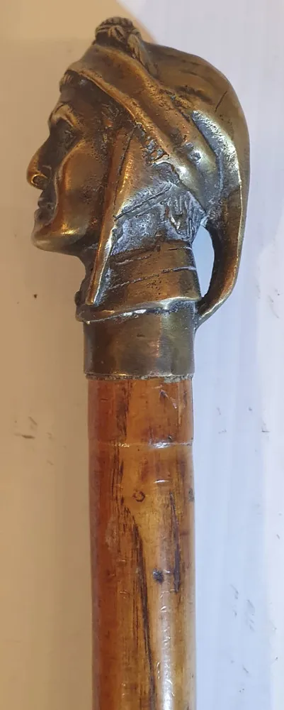19th Century Bronze Dante Headed Walking Cane 