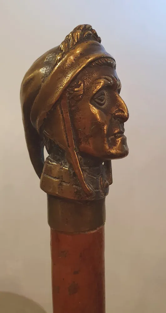 19th Century Bronze Dante Headed Walking Cane 