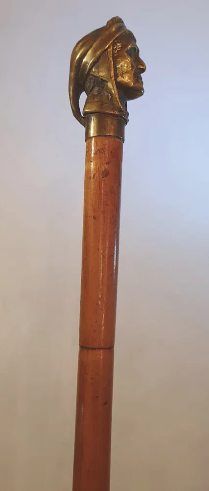 19th Century Bronze Dante Headed Walking Cane 