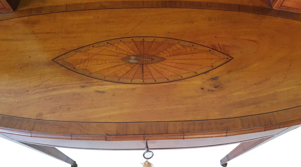 Rare 19th Century Inlaid Satinwood Sheraton Design Carlton House Desk