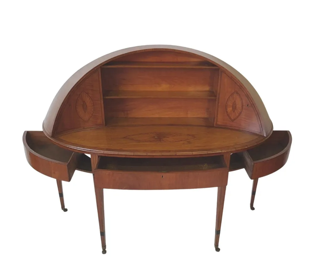 Rare 19th Century Inlaid Satinwood Sheraton Design Carlton House Desk
