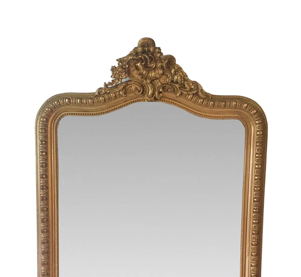 A Fabulous 19th Century Large Gilt Wood Leaner or Dressing Mirror 