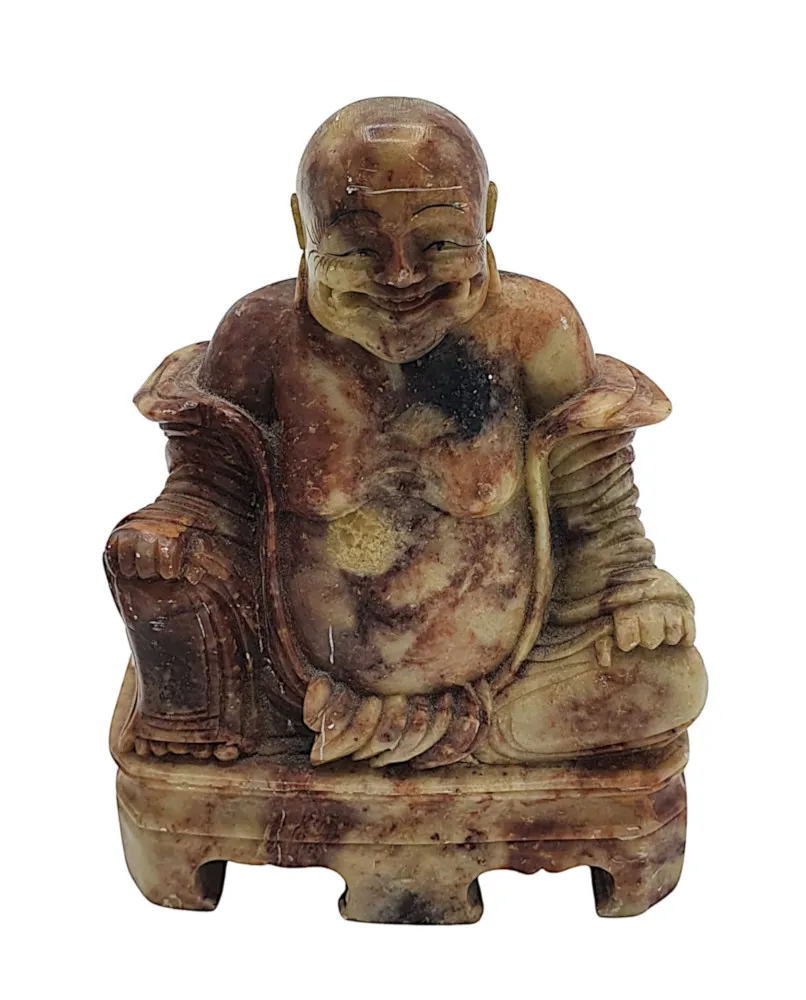 19th Century Pair of Gala Red Soapstone Bookends in Buddha Form