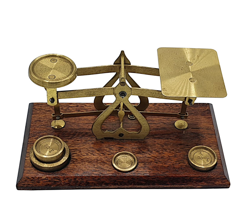 Lovely Early 20th Century Brass and Mahogany Postal Scales