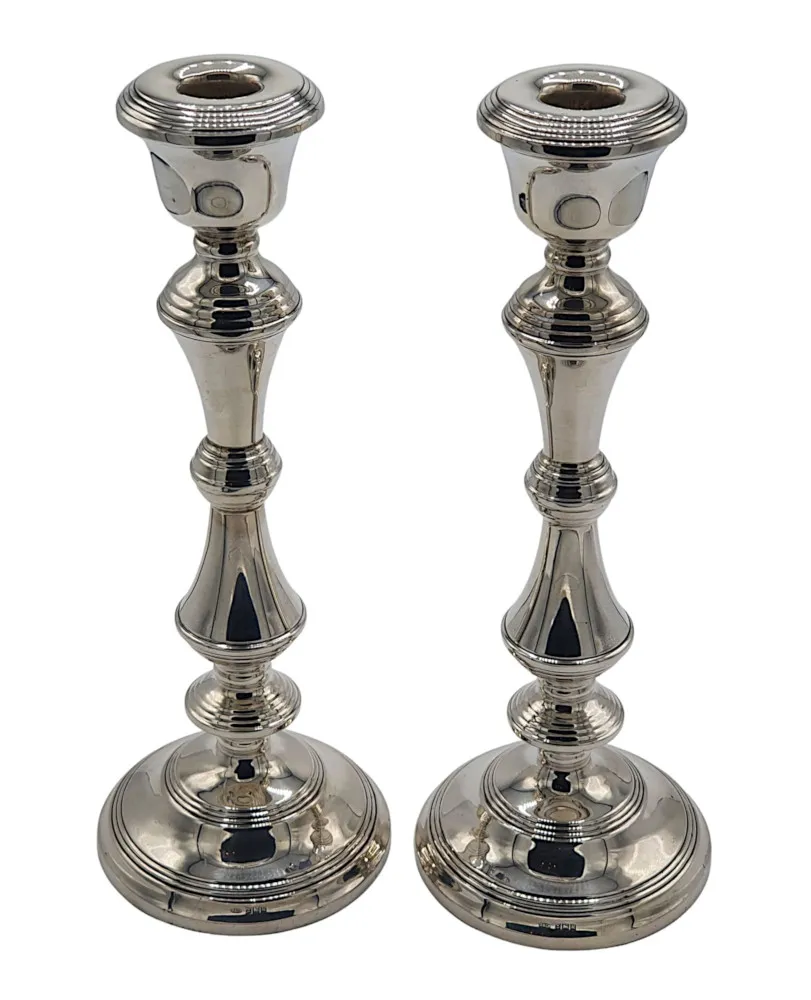 A Fine Pair of Mid 20th Century Sterling Silver Candlesticks 