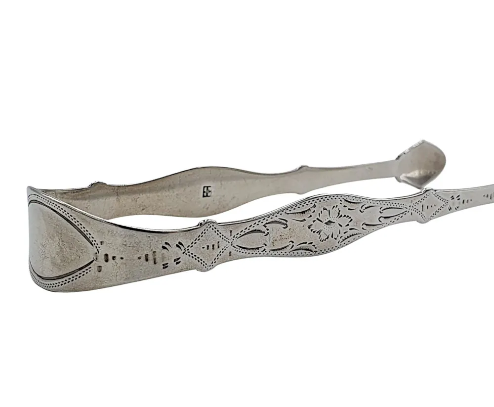 Early 19th Century George III Sterling Silver Sugar Tongs