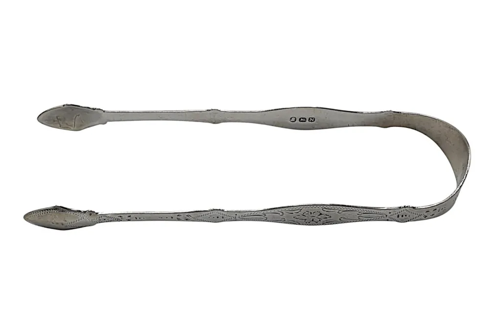 Early 19th Century George III Sterling Silver Sugar Tongs