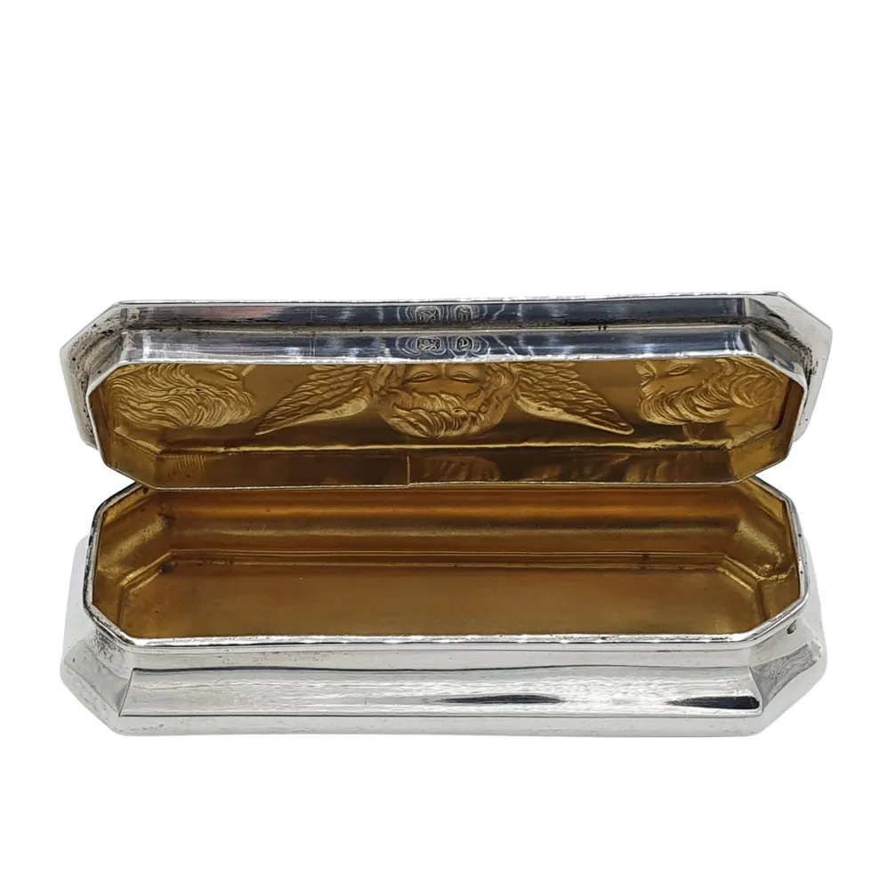 A Beautiful 19th Century Sterling Silver Box Embossed with Repousse Cherubs