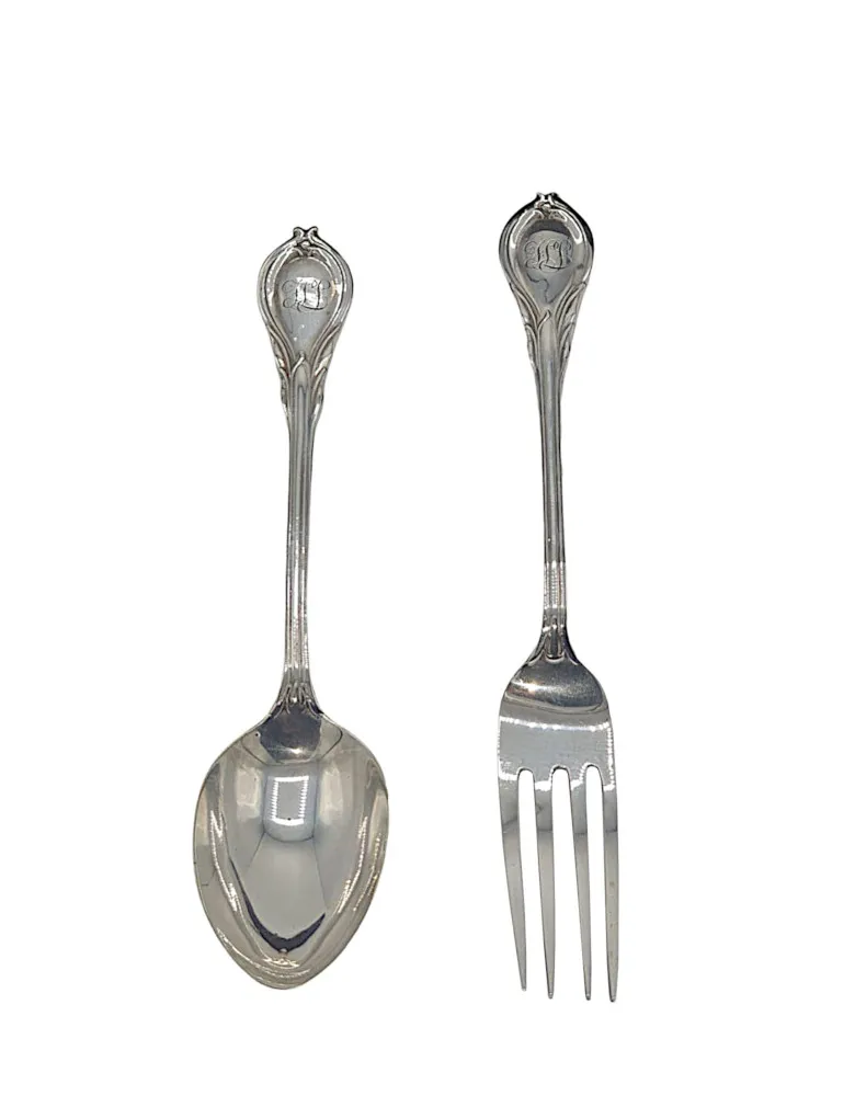 A Beautiful Early 20th Century Sterling Silver Fork and Spoon Set